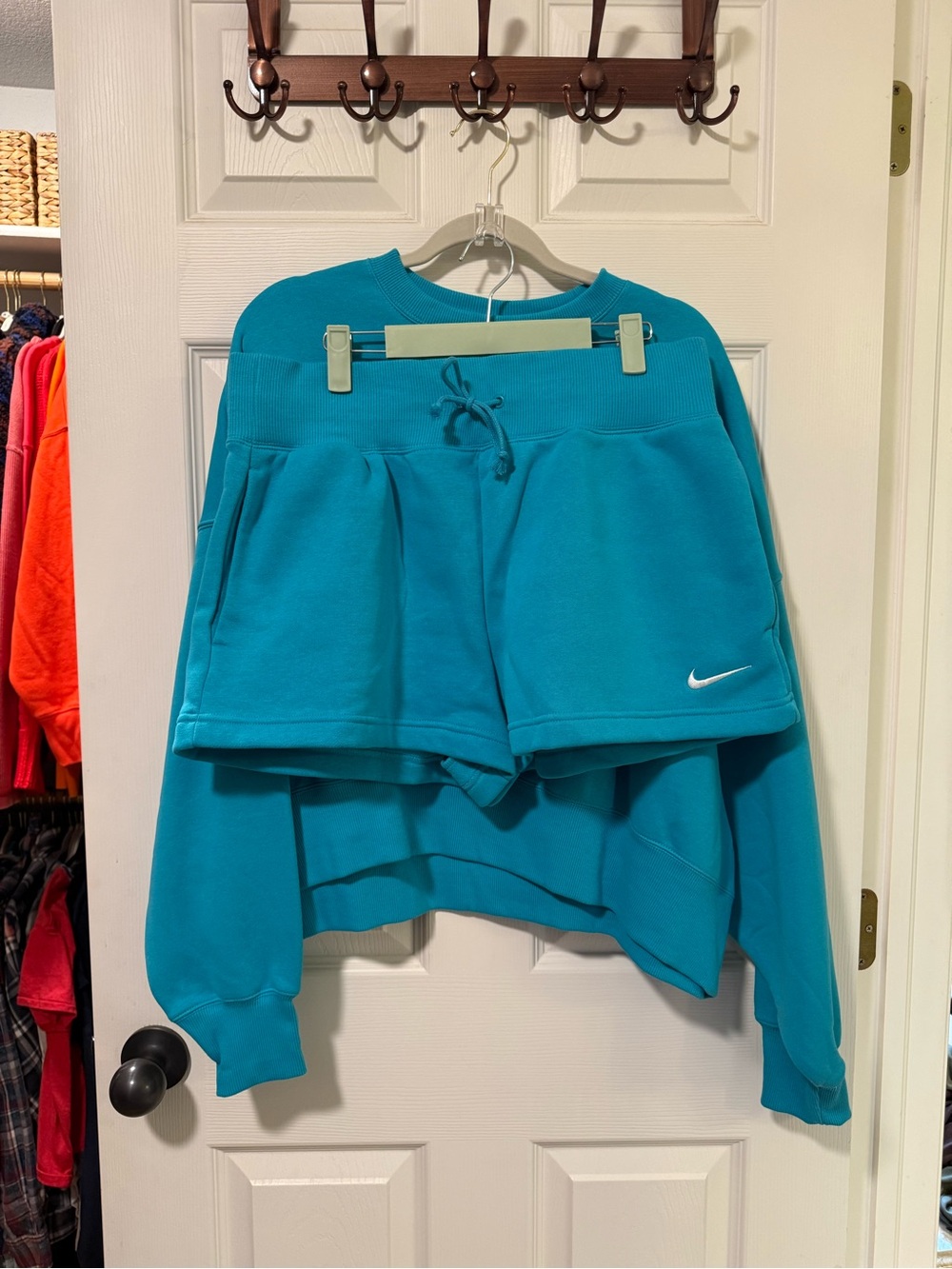 Nike Phoenix Fleece Sweatshirt Shorts Set Dusty Cactus Sail L/M NWOT